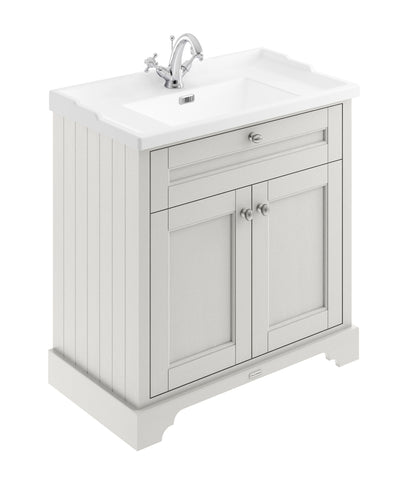 Hudson Reed Old London 800mm Floor Standing 2 Door Vanity Unit with 1 Tap Hole Ceramic Basin