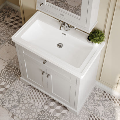 Hudson Reed Old London 800mm Floor Standing 2 Door Vanity Unit Including Fireclay Basin