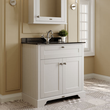 Hudson Reed Old London 800mm Floor Standing Vanity Unit with Black Marble Top Basin and 1 Tap Hole