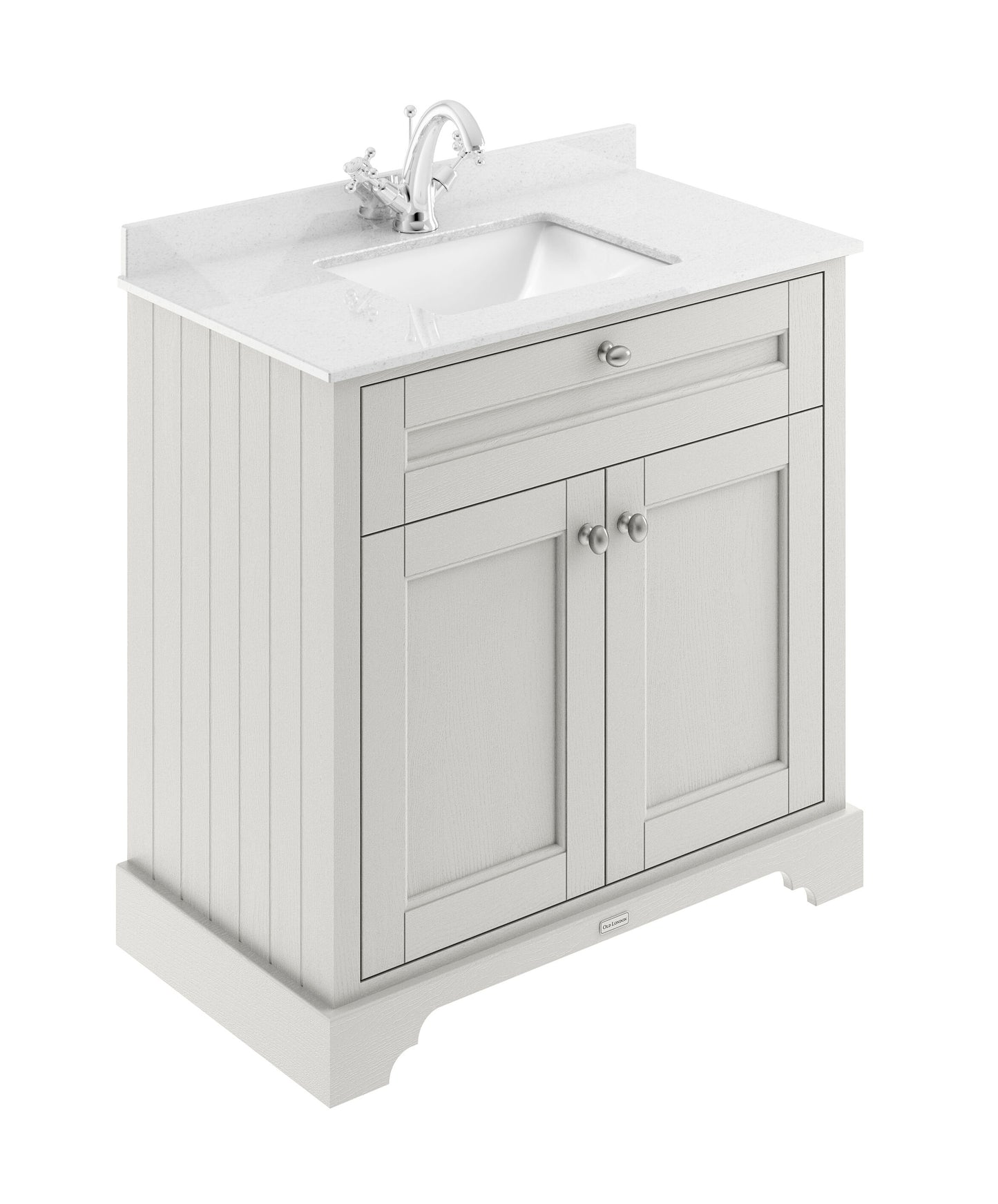 Hudson Reed Old London 800mm Floor Standing Vanity Unit With Square Basin & 1 Tap Hole Marble Top