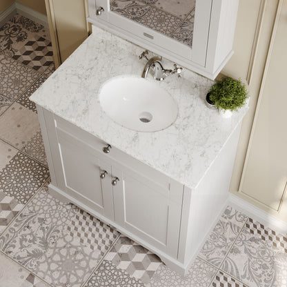 Floor Standing 2 Door Vanity Unit with 1 Tap Hole Grey Marble Top 800mm