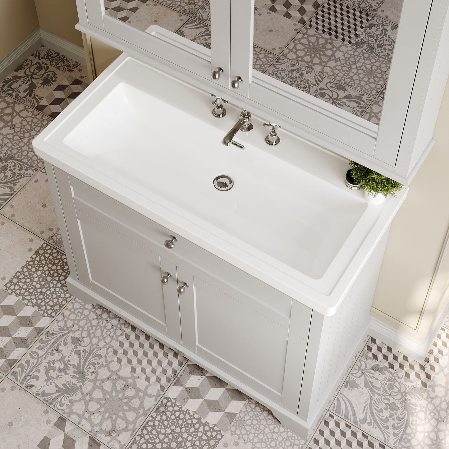 Old London 1000mm 2-Door Unit & Classic Fireclay Basin 3TH