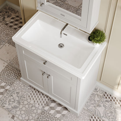 Hudson Reed Old London 830mm Floor Standing 2 Door Vanity Unit With Fireclay Basin