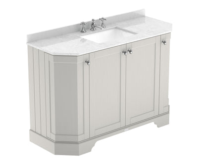 Hudson Reed Old London 1200mm Floor Standing 4 Door Vanity Unit With 3 Tap Hole White Marble Top Basin