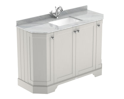 Floor Standing 4 Door Angled Vanity Unit with 1 Tap Hole Grey Marble Top 1200mm
