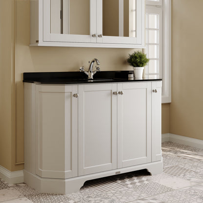 Floor Standing 4 Door Angled Vanity Unit with 1 Tap Hole Black Marble Top 1200mm