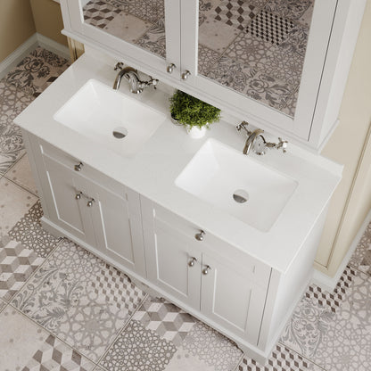 Floor Standing 4 Door Vanity Basin Unit with Square Basin & 1 Tap Hole Marble Top, 1200mm
