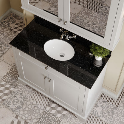 Floor Standing 2 Door Vanity Unit with 1 Tap Hole Black Marble Top 1000mm