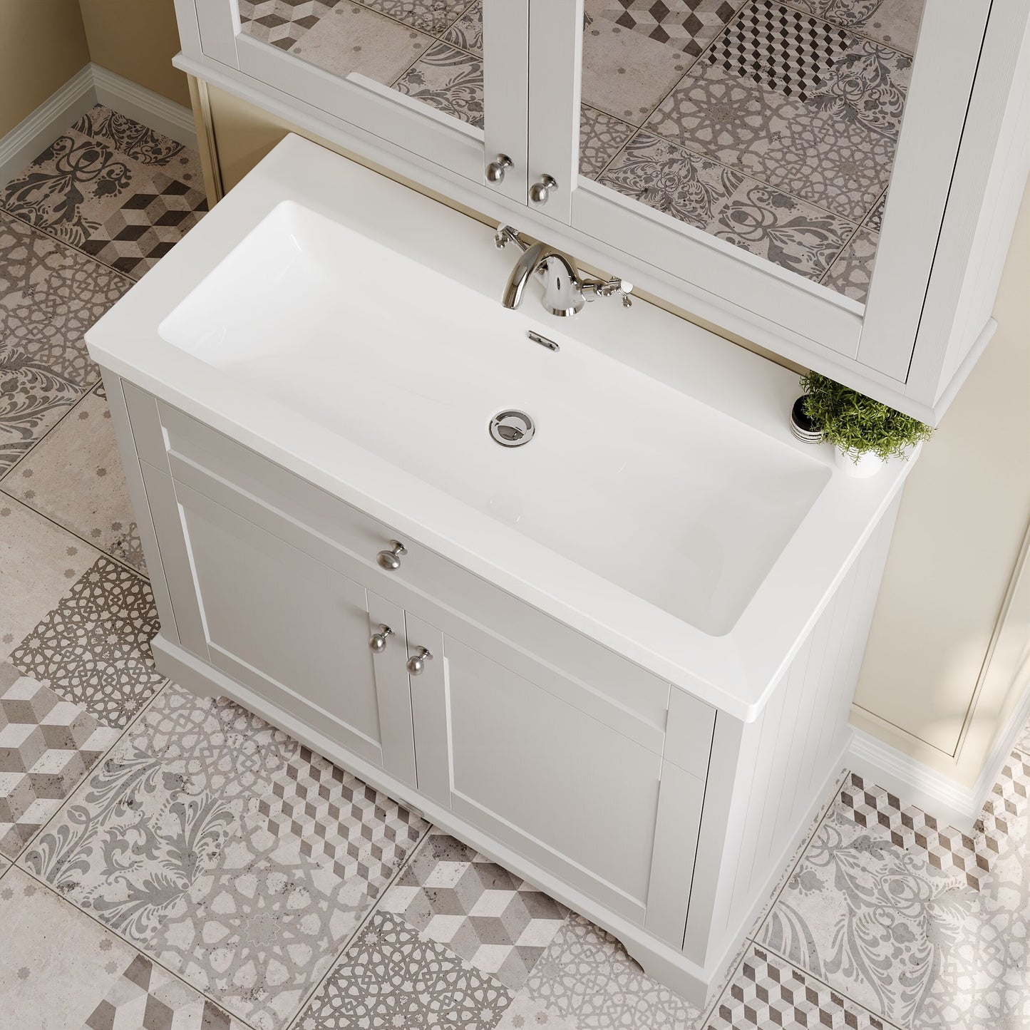 Hudson Reed Old London 1030mm Timeless Sand 2-Door Basin Unit with Fireclay Basin
