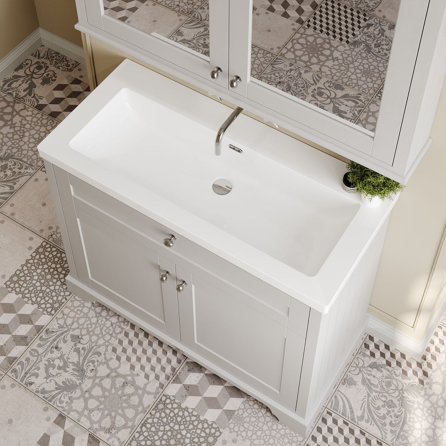 Old London 1000mm 2-Door Unit & Contemporary Fireclay Basin 0TH
