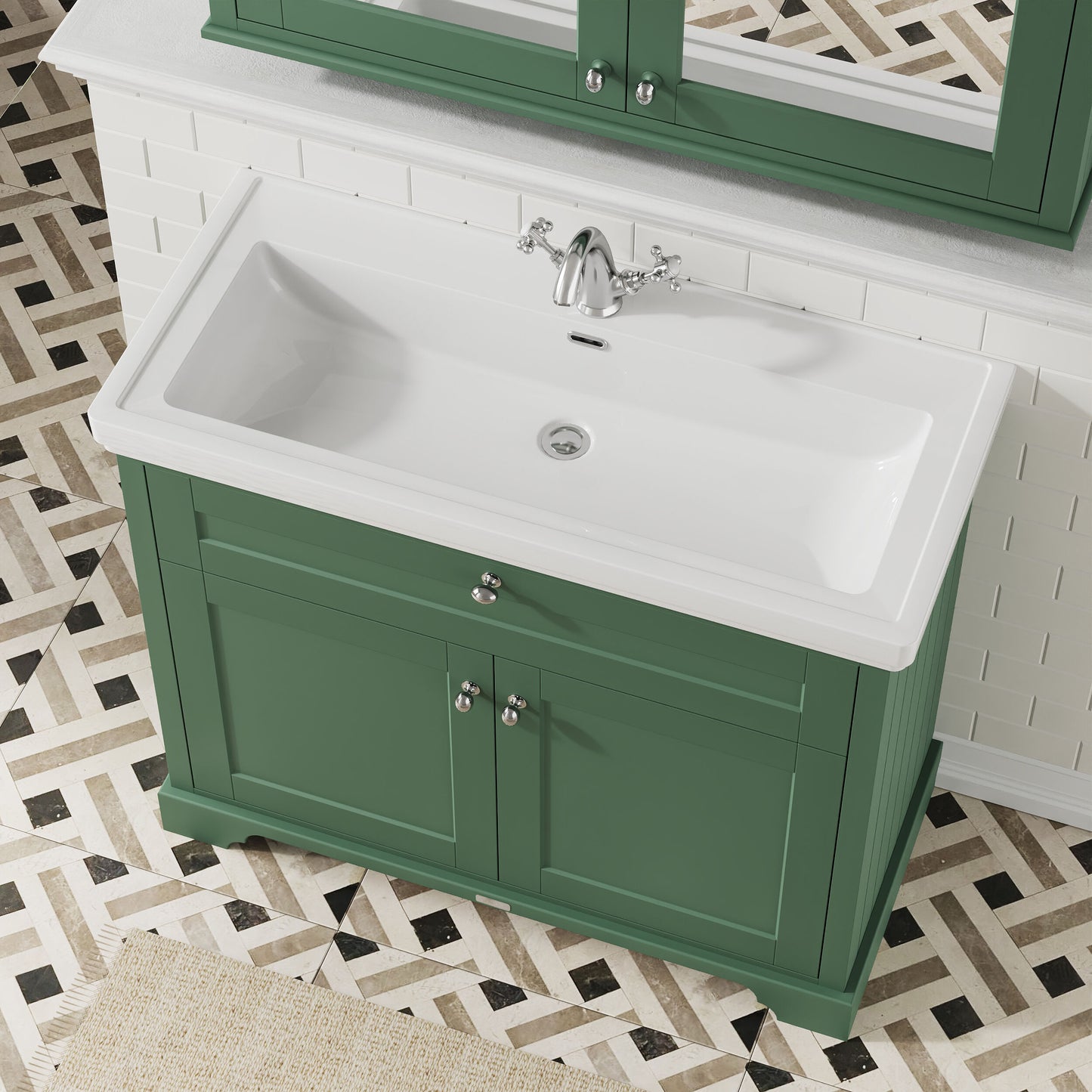 Old London 1000mm 2-Door Unit & Classic Fireclay Basin 1TH
