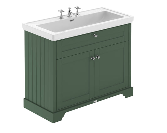 Hudson Reed Old London 1030mm Hunter Green 2-Door Floor Standing Basin Unit With 3 Taphole Fireclay Basin