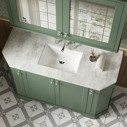 Floor Standing 4 Door Angled Vanity Unit with 3 Tap Hole White Marble Top 1200mm