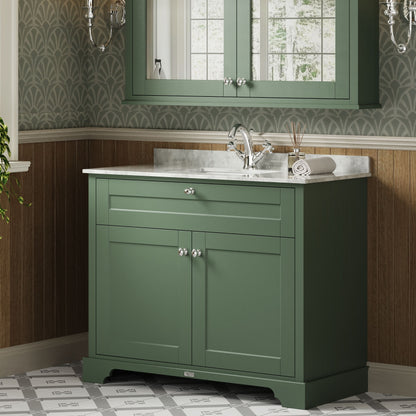 Hudson Reed Old London 1055mm Floor Standing Vanity Unit With White Marble Top Square Basin