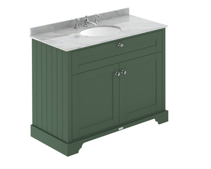 Floor Standing 2 Door Vanity Unit with 3 Tap Hole Grey Marble Top 1000mm