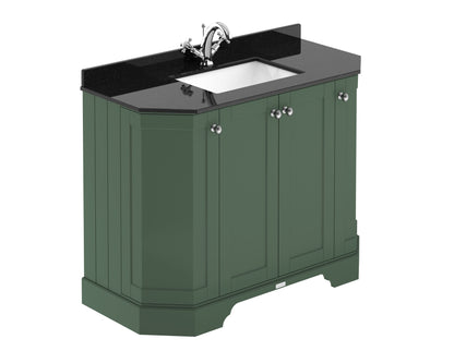 Floor Standing Angled 4 Door Vanity Unit with 1 Tap Hole Black Marble Top 1000mm