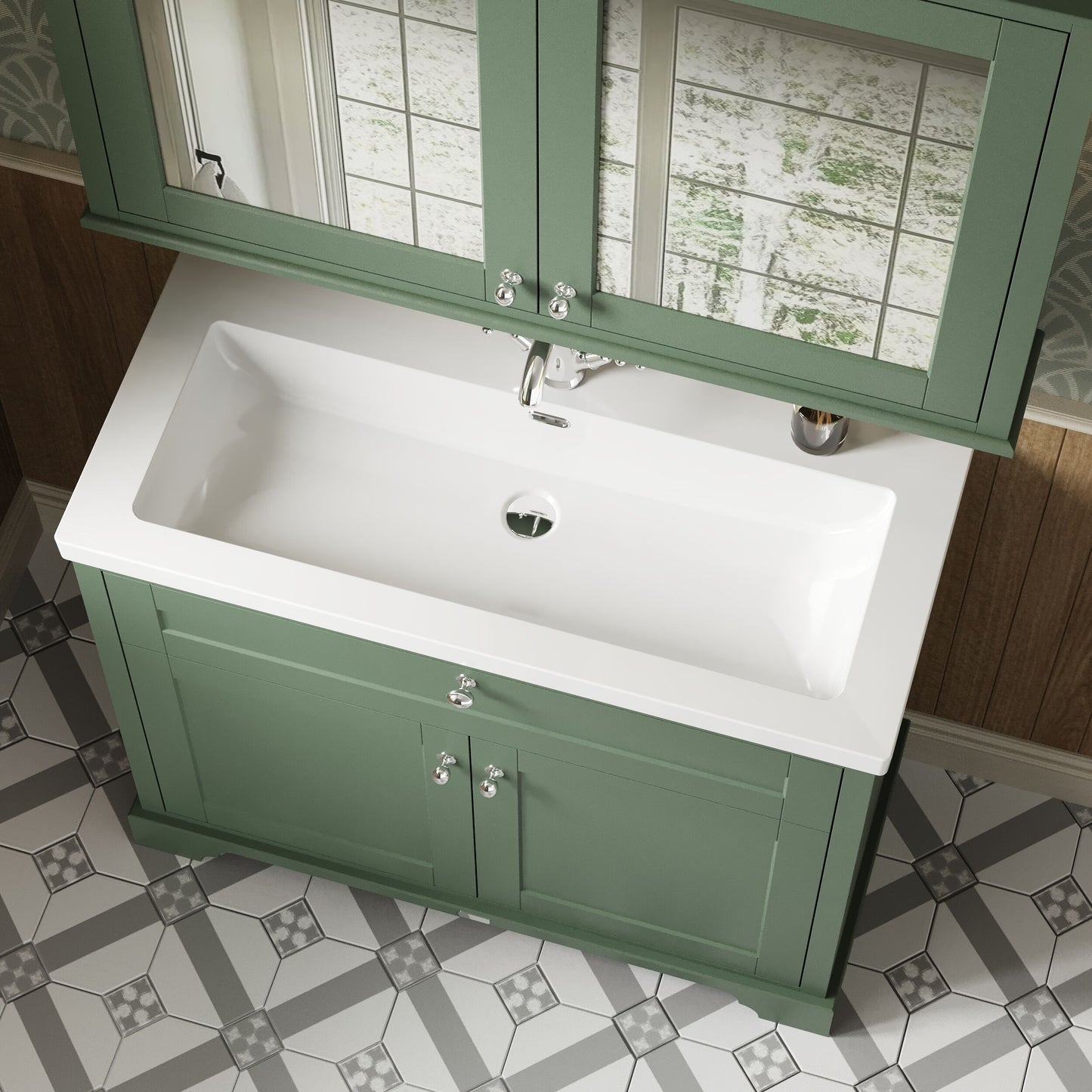 Hudson Reed Old London Hunter Green 2-Door Vanity Unit With Basin