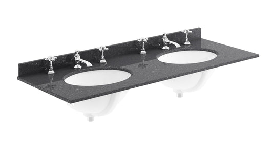 Double Bowl Marble Top 3 Tap Hole 1200mm