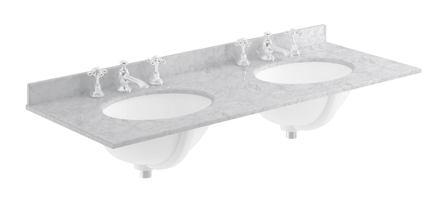 Double Bowl Marble Top 3 Tap Hole 1200mm