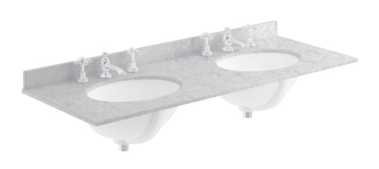 Double Bowl Marble Top 3 Tap Hole 1200mm