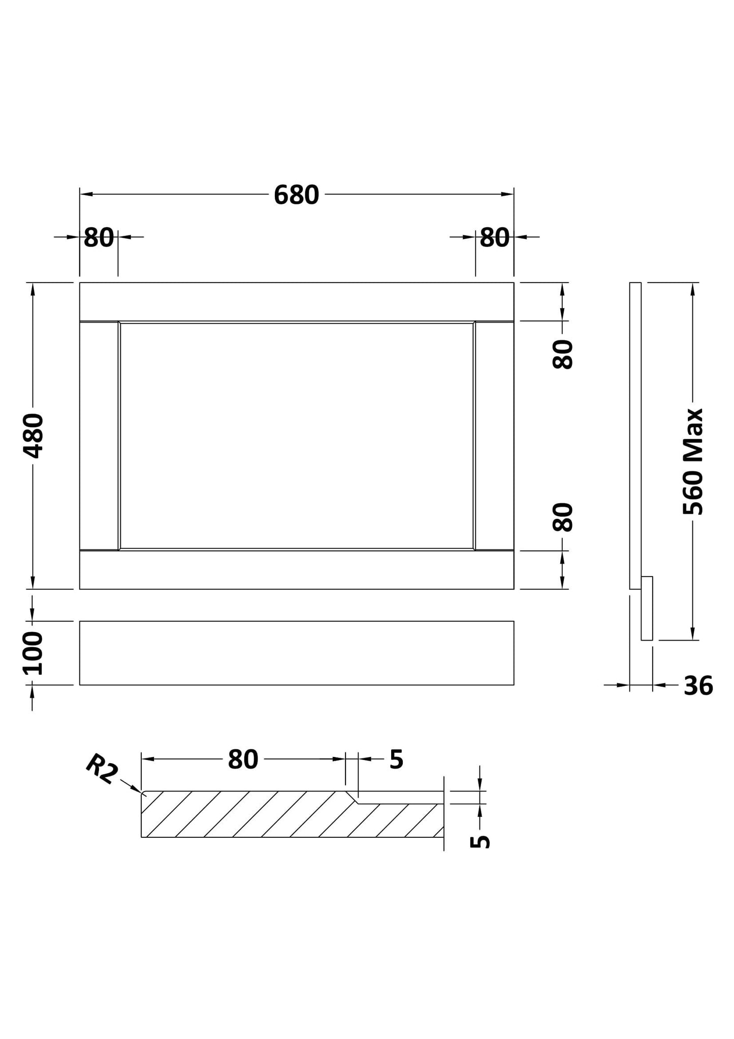 Hudson Reed Old London 700mm Storm Grey MDF Vinyl Straight End Bath Panel