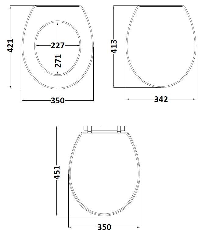 Hudson Reed Richmond Traditional Twilight Blue Round Soft Close Toilet Seat With Top Fix Hinge