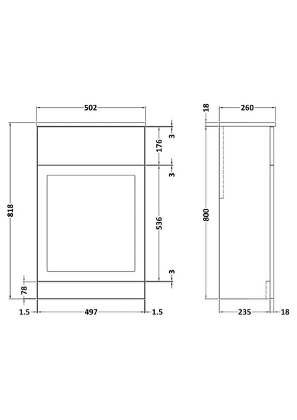 Nuie Lux Larck 500mm Soft Black Floor Standing WC Unit
