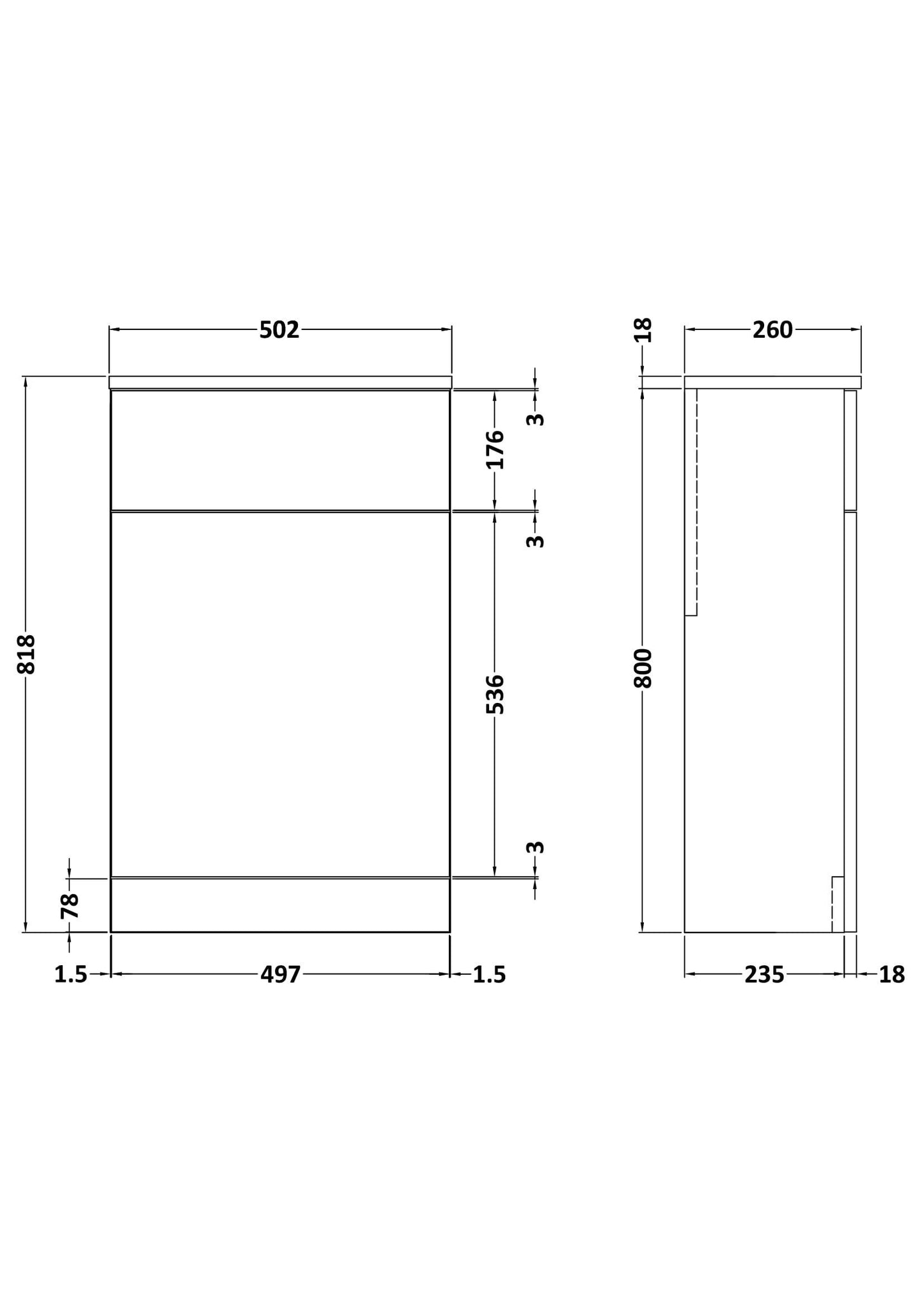 Nuie Lux Kivo 500mm Autumn Oak Floor Standing WC Unit