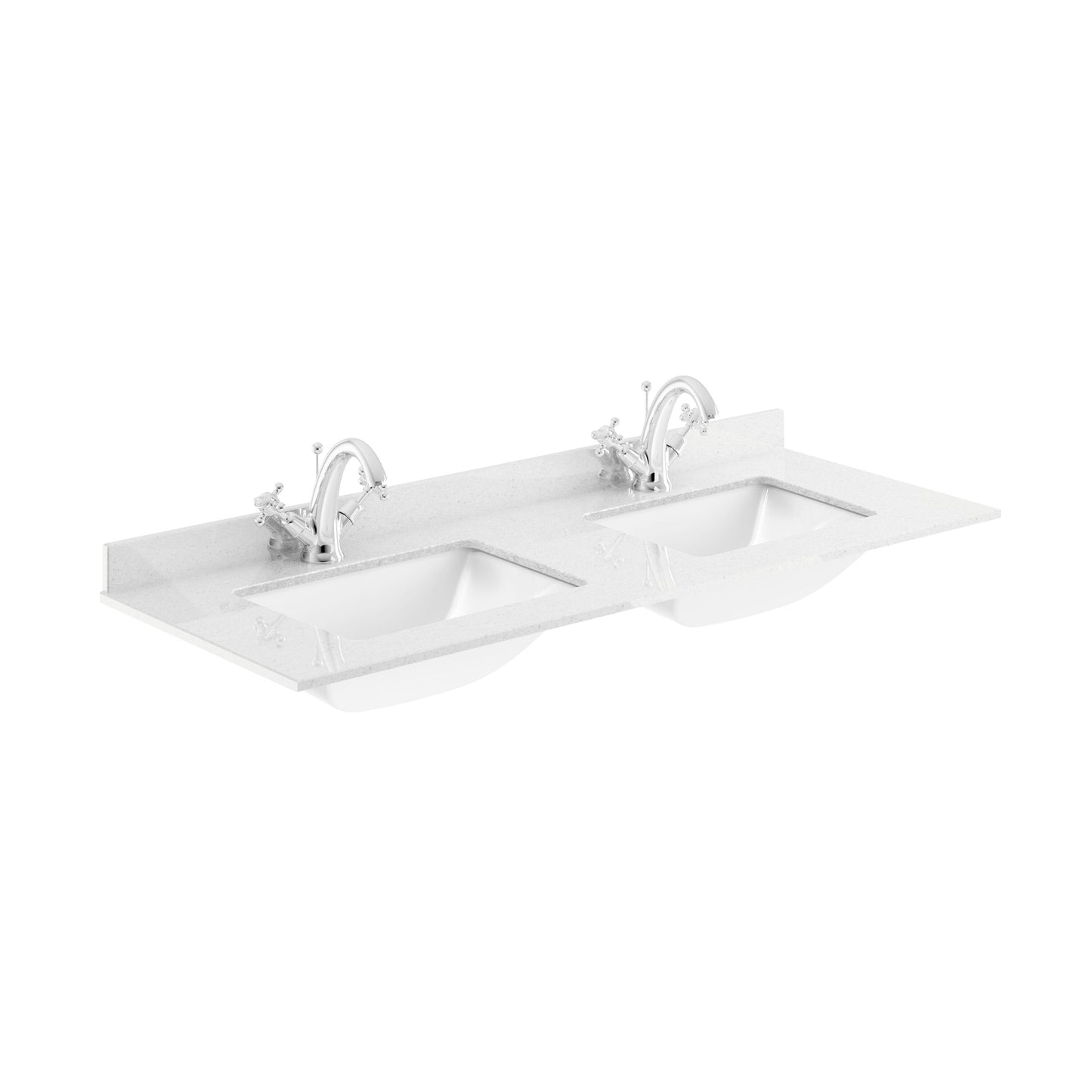 Components Double Bowl Marble Worktop Top 1 Tap Hole, 1200mm