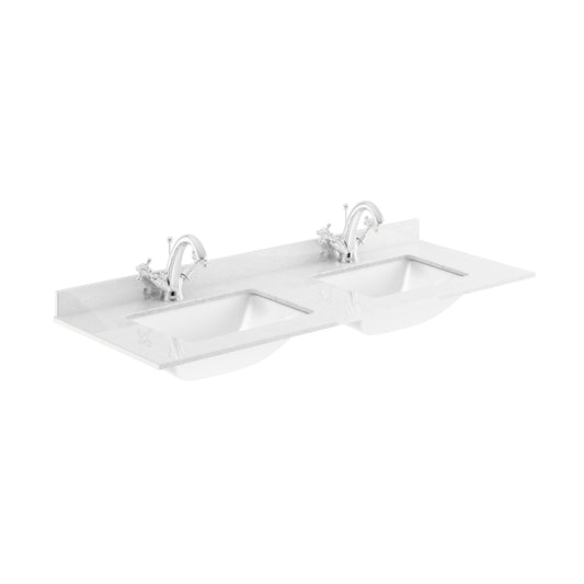 Components Double Bowl Marble Worktop Top 1 Tap Hole, 1200mm