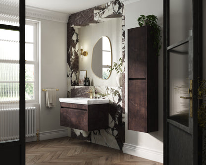 BC Designs Loftwood 600mm 1 Drawer Metallic Slate Wall Hung Vanity Unit With 1 Tap Hole Fireclay Basin