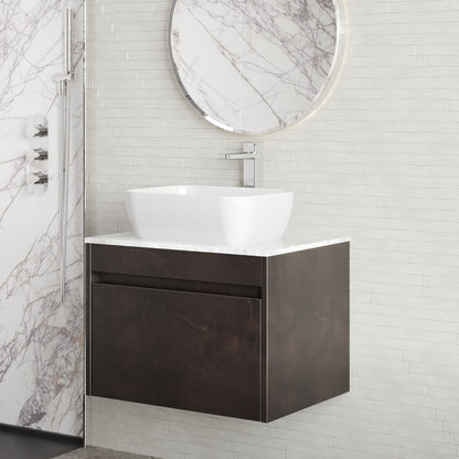 BC Designs Loftwood 600mm Wall Hung 1 Drawer Unit with Marble Worktop