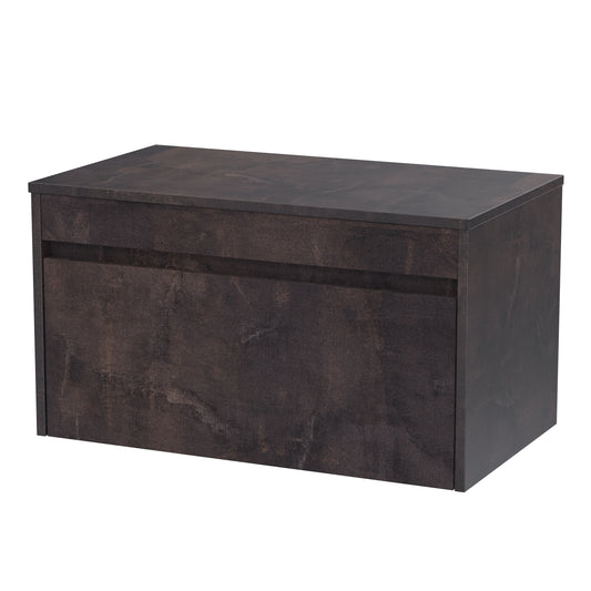 BC Designs Loftwood 800mm Metallic Slate Wall Hung 1 Drawer Unit with Worktop