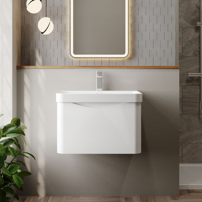 Nuie Lunar 600mm Wall Hung 1 Drawer Vanity Unit Including Basin