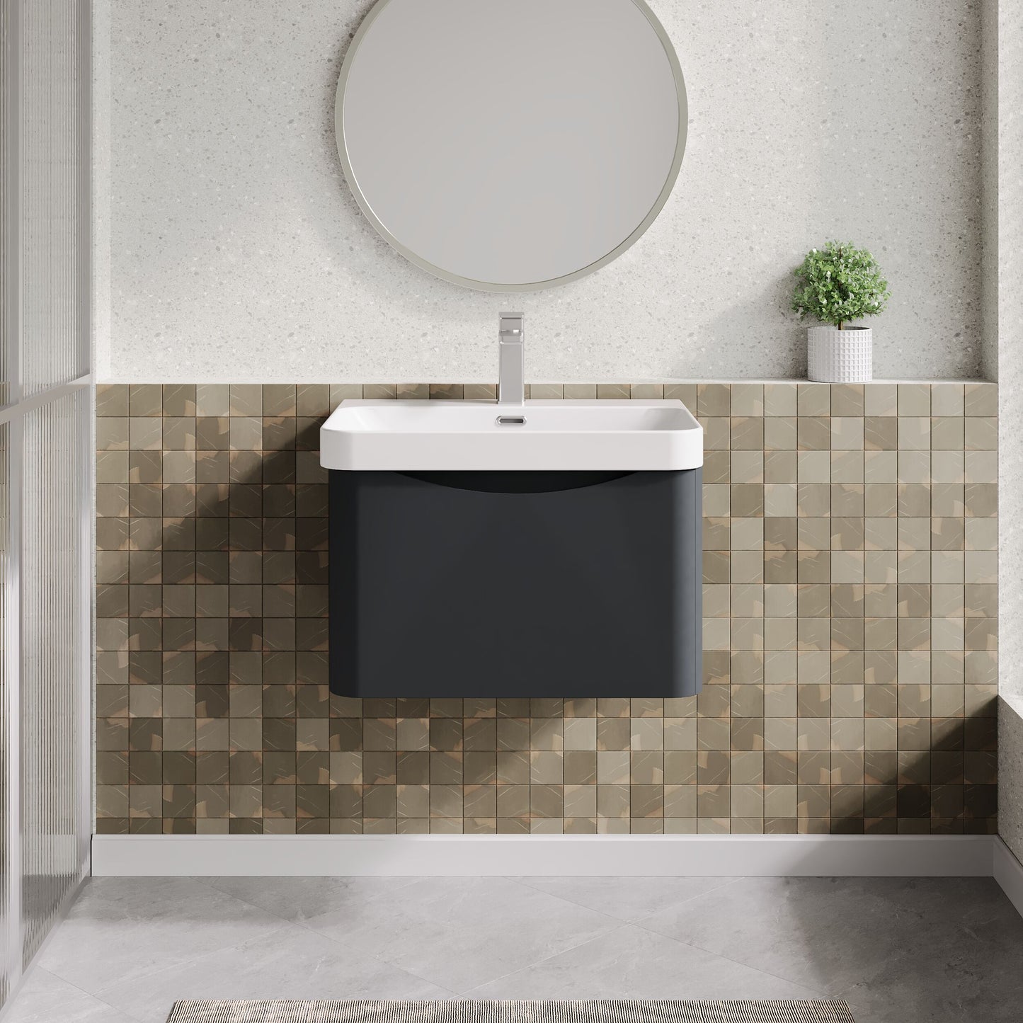 Nuie Lunar 600mm Wall Hung 1 Drawer Vanity Unit With Basin