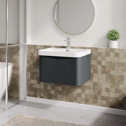 Nuie Lunar 600mm Wall Hung 1 Drawer Vanity Unit With Basin