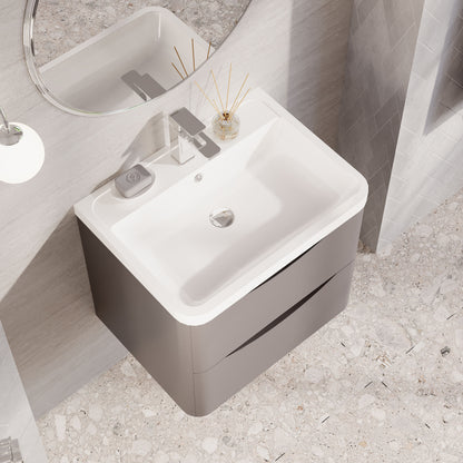 Nuie Lunar 600mm Wall Hung 2 Drawer Vanity Unit With Basin