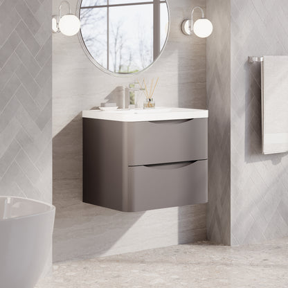 Nuie Lunar 600mm Wall Hung 2 Drawer Vanity Unit With Basin