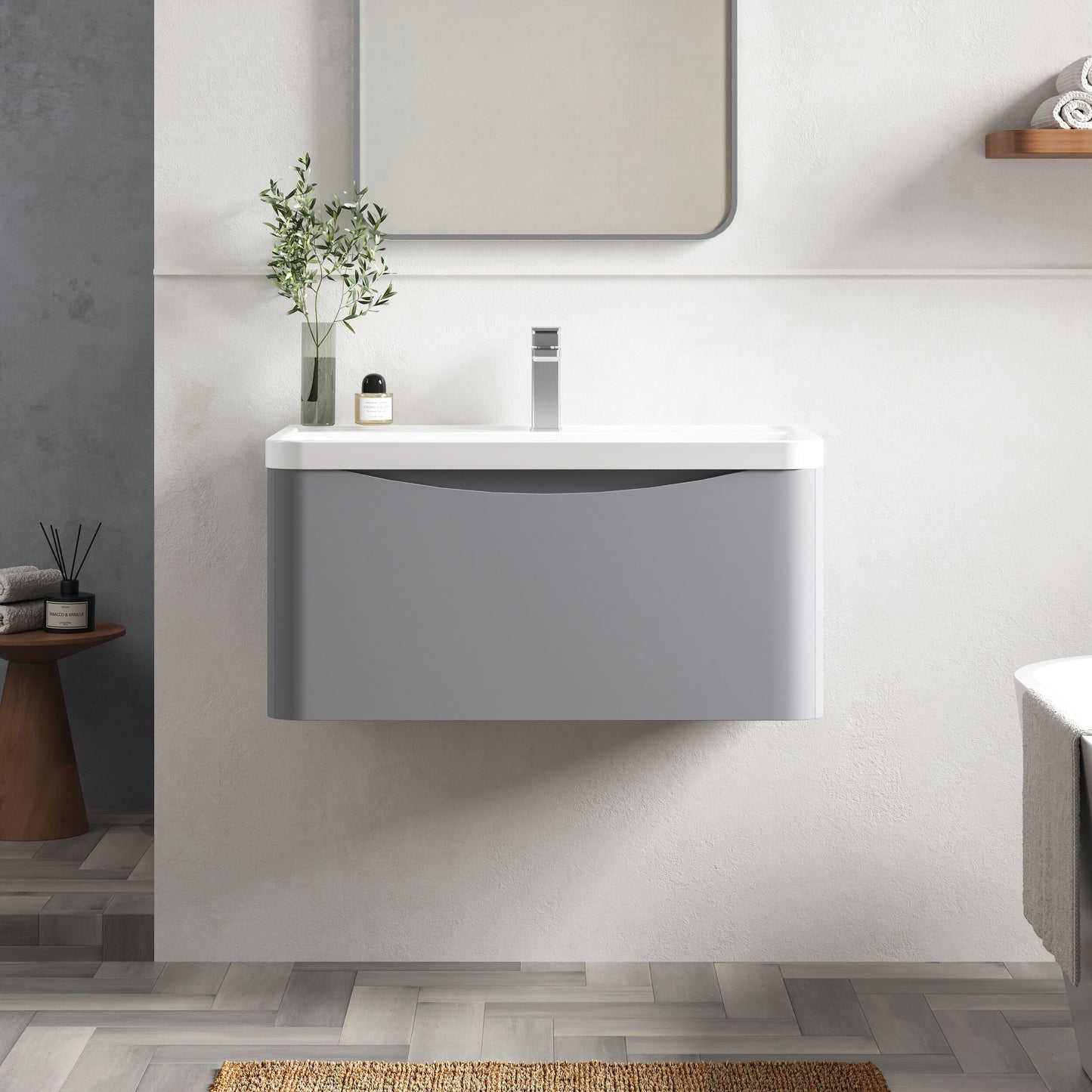 Nuie Lunar 800mm Wall Hung 1 Drawer Vanity Unit with Basin
