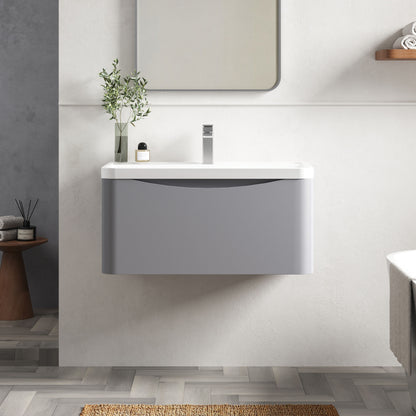 Nuie Lunar 800mm Wall Hung 1 Drawer Vanity Unit with Basin