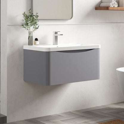Nuie Lunar 800mm Wall Hung 1 Drawer Vanity Unit with Basin