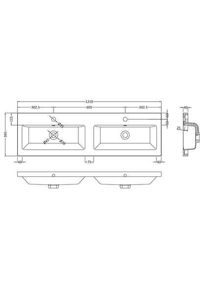 Double Ceramic Basin 1208 x 358mm