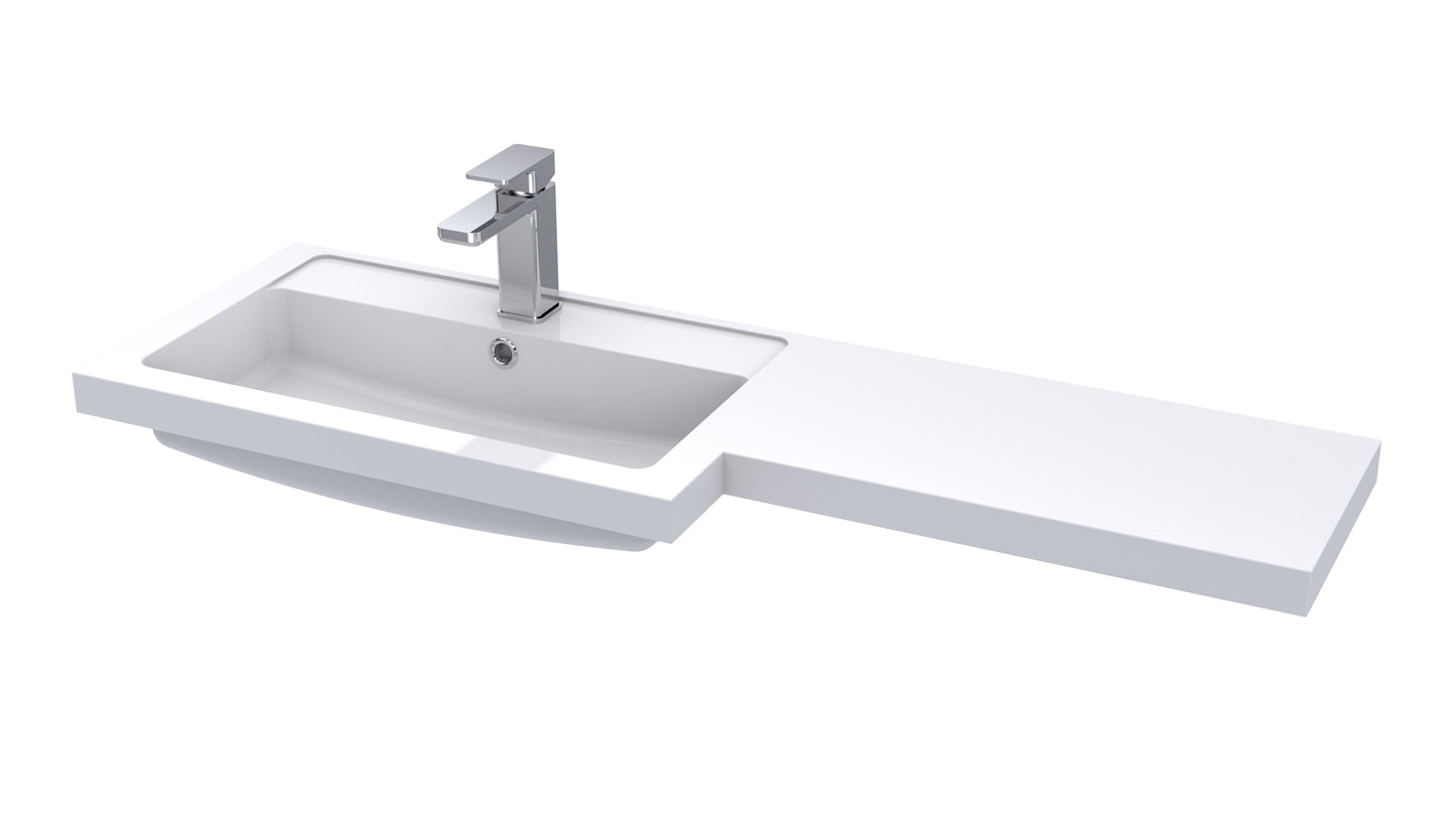 1100mm L Shaped Polymarble Basin - Left Hand
