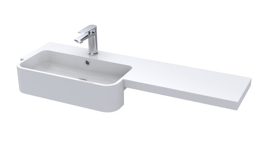 1100mm Round Semi-recessed Polymarble Basin - Left Hand