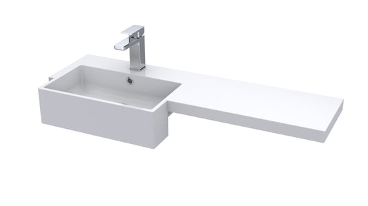 1000mm Square Semi-recessed Polymarble Basin - Left Hand