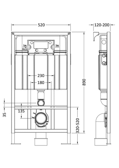 Nuie Lux White Mid Height Concealed Cistern Wall Frame