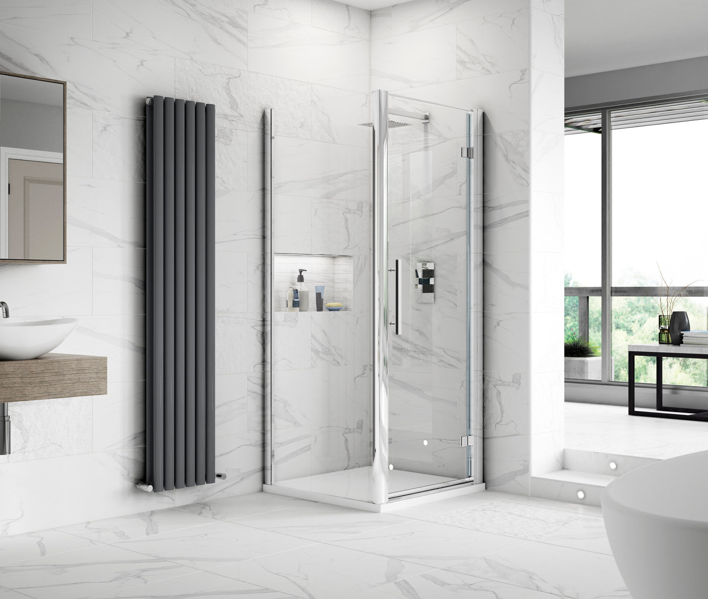 Hudson Reed Apex 790mm Framed Chrome Side Panel