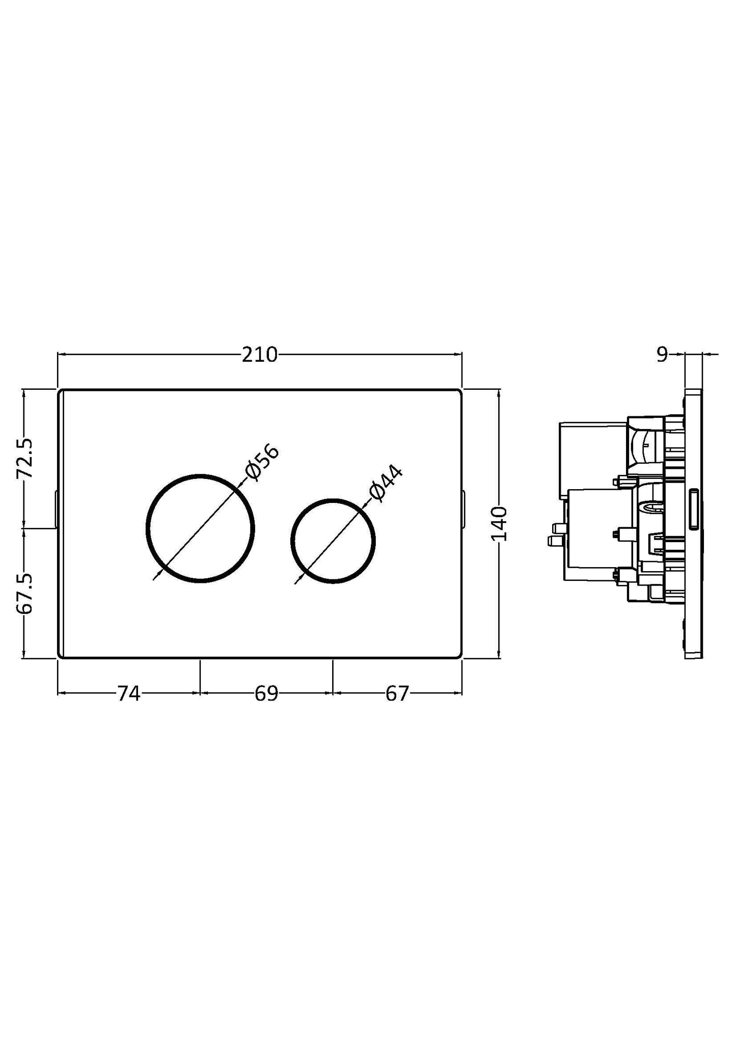 Nuie Round White Dual Flush Push Button