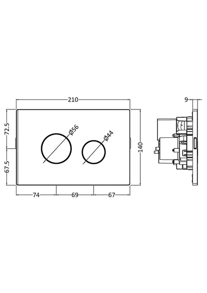 Nuie Round White Dual Flush Push Button