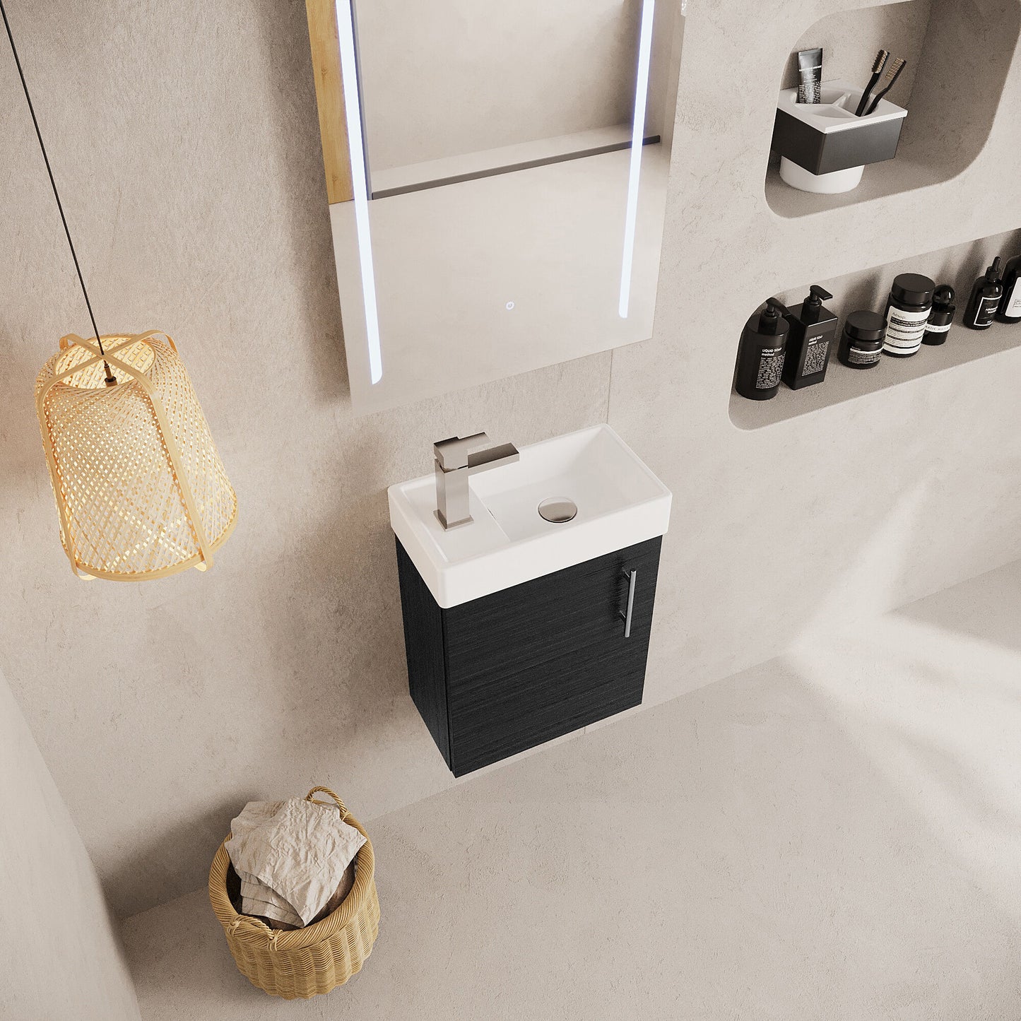 Vault Wall Hung Single Door Compact Vanity Unit with Ceramic Basin 400mm